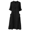 Cotton And Linen Single-Breasted Dress