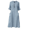 Cotton And Linen Single-Breasted Dress