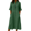 Cotton And Linen Single-Breasted Dress
