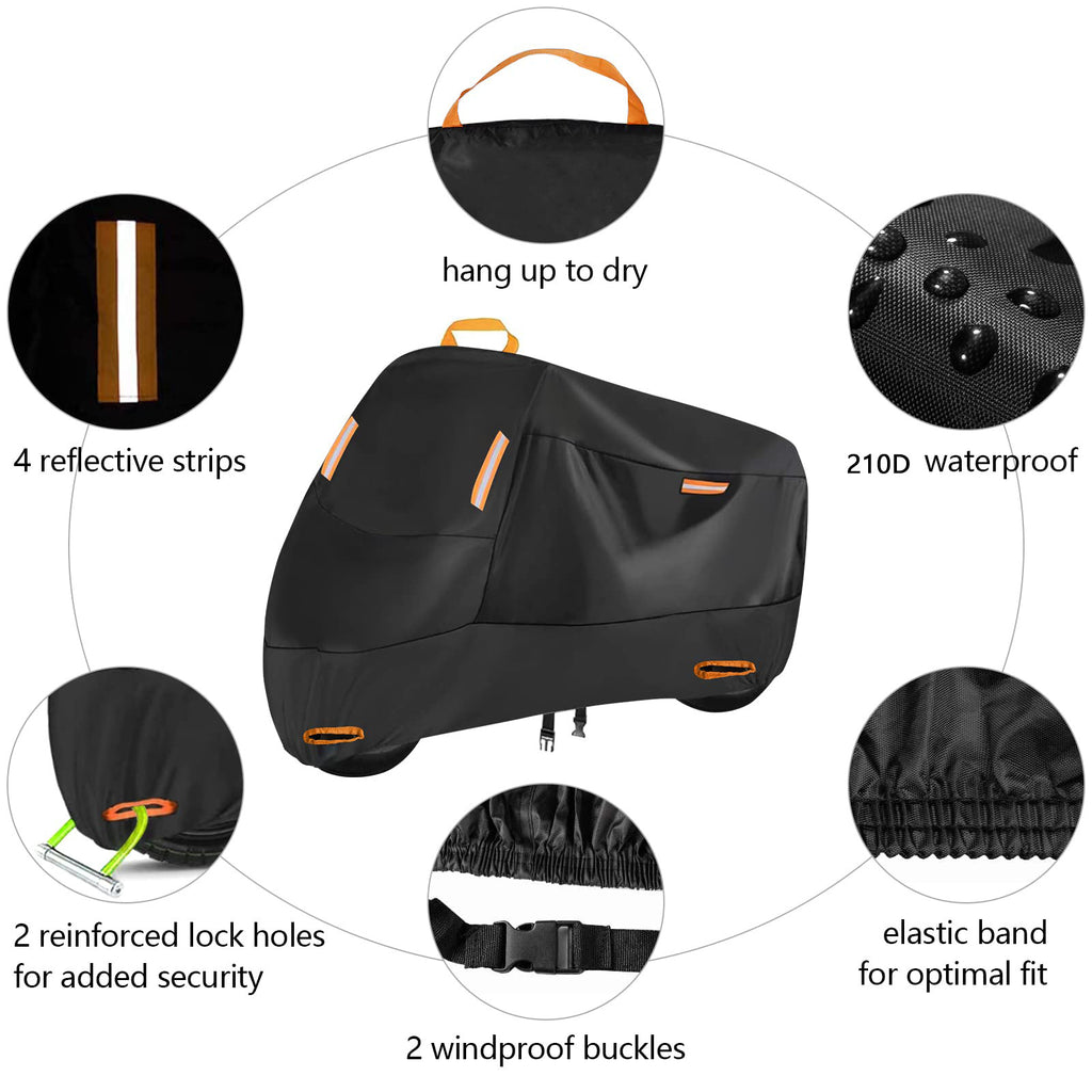 Motorcycle Cover Rainproof Sunscreen 210D Car Jacket Cover Thickened Oxford Cloth Dust Cover Built-in Anti-theft Buckle Car Jacket Cover