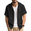 Casual Linen Hooded Shirt Solid Color Breathable Cotton And Linen Short-sleeved shirt