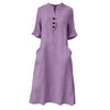 Cotton And Linen Single-Breasted Dress