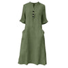 Cotton And Linen Single-Breasted Dress
