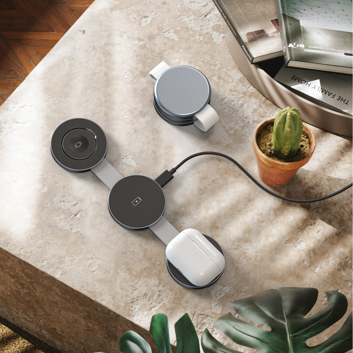 Magnetic Charger Round Heart-Shaped Portable Suitable For Apple 15W Mobile Phone Magsafe Three-In-One