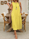 Polyester Women's Sleeveless Round-Neck Dress