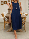Polyester Women's Sleeveless Round-Neck Dress