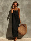 Cotton And Linen Suspender Long Women's Dress