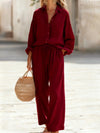 Polyester Imitated Cotton And Linen Loose Long-Sleeved Top Suit Women