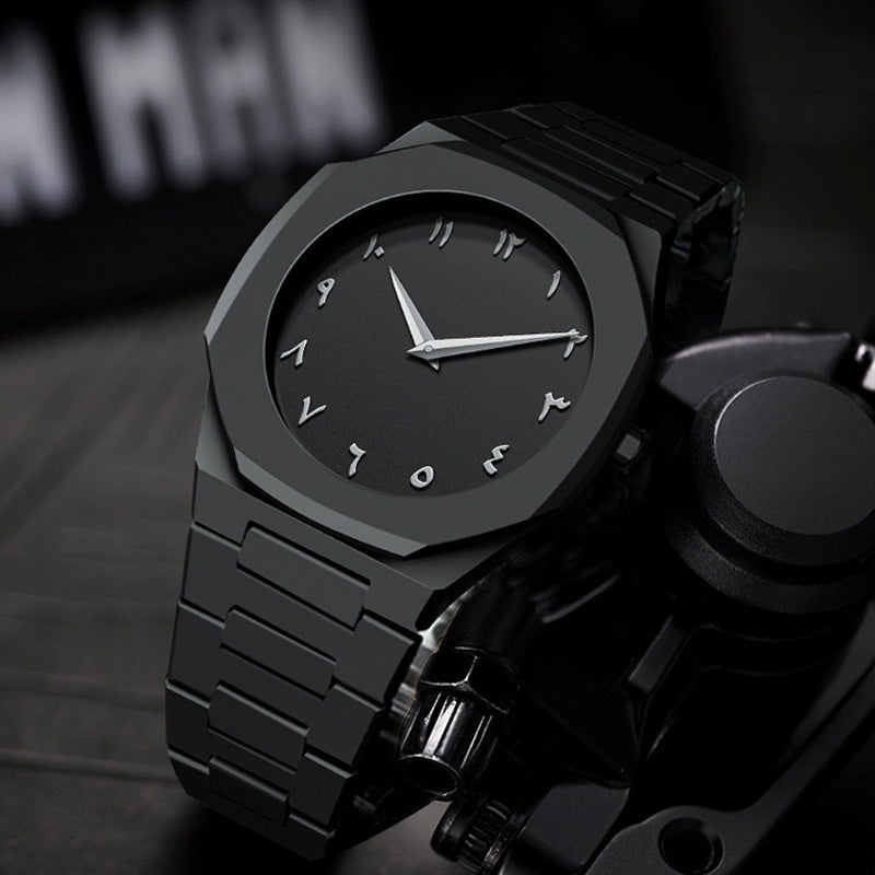 Watch Men's Popular Arabic Numerals Middle East Hot Selling Black Matte Plastic Men's Watch Cross-Border Quartz Watch