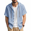 Casual Linen Hooded Shirt Solid Color Breathable Cotton And Linen Short-sleeved shirt
