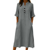 Cotton And Linen Single-Breasted Dress