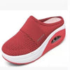 Slip-On Toe Mesh Thick-Soled Slippers For Women Wedge-Heeled Slippers For Women