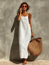 Cotton And Linen Suspender Long Women's Dress