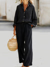 Polyester Imitated Cotton And Linen Loose Long-Sleeved Top Suit Women