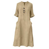 Cotton And Linen Single-Breasted Dress