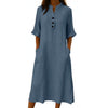 Cotton And Linen Single-Breasted Dress