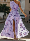 Polyester Digital Print Sleeveless Vest Belt Dress Long Dress