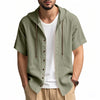 Casual Linen Hooded Shirt Solid Color Breathable Cotton And Linen Short-sleeved shirt