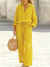Polyester Imitated Cotton And Linen Loose Long-Sleeved Top Suit Women
