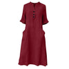 Cotton And Linen Single-Breasted Dress