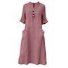 Cotton And Linen Single-Breasted Dress