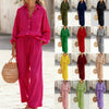 Polyester Imitated Cotton And Linen Loose Long-Sleeved Top Suit Women