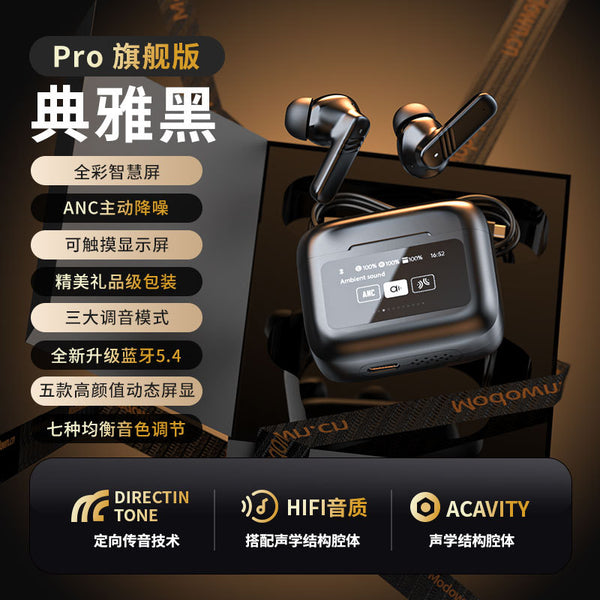 New Product Touch Noise Reduction Bluetooth Headset With Display In-ear Wireless Factory ANC ENC High Sound Quality Huaqiang North