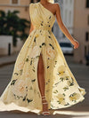 Polyester Digital Print Sleeveless Vest Belt Dress Long Dress