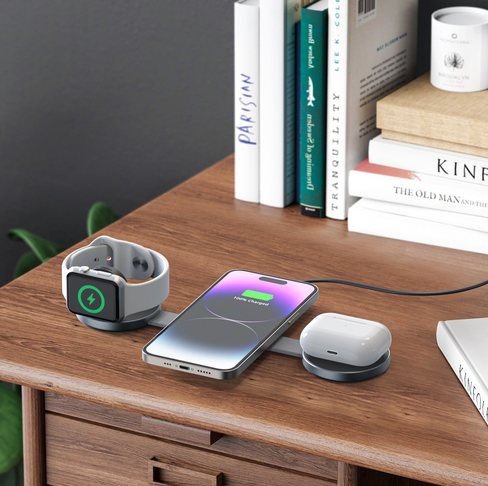 Magnetic Charger Round Heart-Shaped Portable Suitable For Apple 15W Mobile Phone Magsafe Three-In-One
