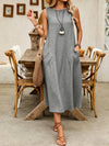 Polyester Women's Sleeveless Round-Neck Dress