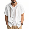 Casual Linen Hooded Shirt Solid Color Breathable Cotton And Linen Short-sleeved shirt