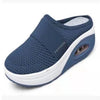 Slip-On Toe Mesh Thick-Soled Slippers For Women Wedge-Heeled Slippers For Women
