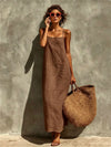 Cotton And Linen Suspender Long Women's Dress