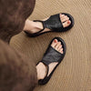 Rubber Niche Retro Thick-Soled Open-Toe Sandals For Women 2026 Summer Outdoor Hollow Casual Comfortable Flat Roman Shoes For Daily Wear