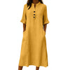 Cotton And Linen Single-Breasted Dress