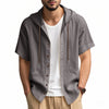 Casual Linen Hooded Shirt Solid Color Breathable Cotton And Linen Short-sleeved shirt