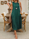 Polyester Women's Sleeveless Round-Neck Dress