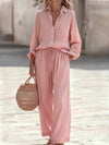 Polyester Imitated Cotton And Linen Loose Long-Sleeved Top Suit Women
