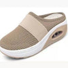 Slip-On Toe Mesh Thick-Soled Slippers For Women Wedge-Heeled Slippers For Women