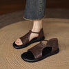 Rubber Niche Retro Thick-Soled Open-Toe Sandals For Women 2026 Summer Outdoor Hollow Casual Comfortable Flat Roman Shoes For Daily Wear