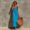 Cotton And Linen Suspender Long Women's Dress